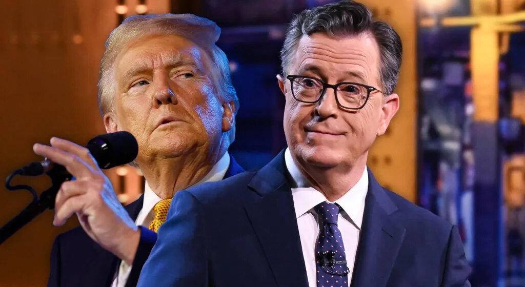 Дональд Трамп празднует последнее «позднее шоу» Стивена Колберта на CBS